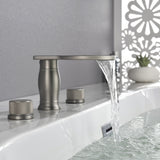 Waterfall Bathroom Tub Filler, Bathtub Faucet 3 Holes, Deck Mount Roman Tub Faucet