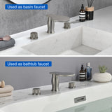 Waterfall Bathroom Tub Filler, Bathtub Faucet 3 Holes, Deck Mount Roman Tub Faucet