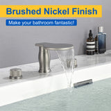 Waterfall Bathroom Tub Filler, Bathtub Faucet 3 Holes, Deck Mount Roman Tub Faucet