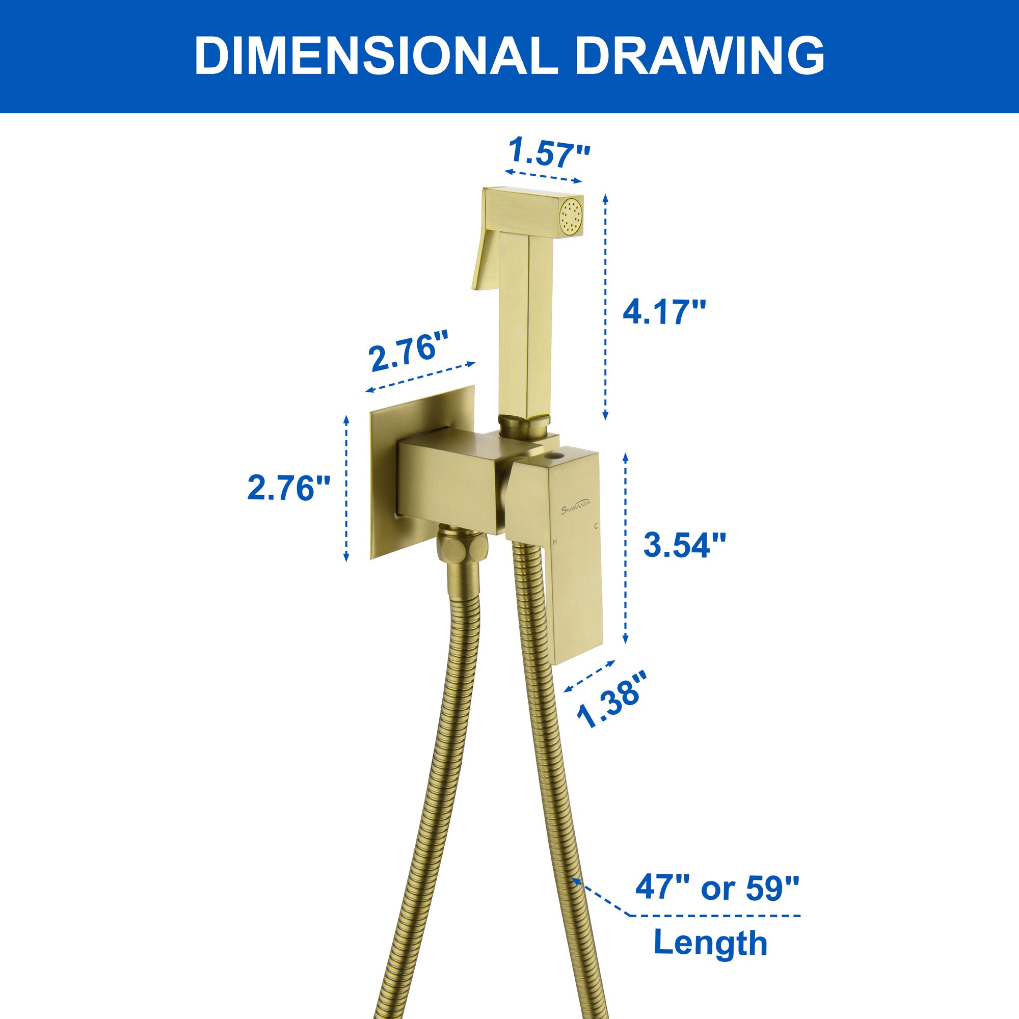 Handheld Bidet Sprayer for Toilet, Brass Baby Cloth Diaper Sprayer Kit with Hose Brass Valve