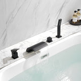 Waterfall Roman Tub Faucet with Sprayer Deck Mount Tub Filler with Hand Shower, Single Handle Bathtub Faucet Set with Handheld Shower