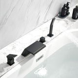 Waterfall Roman Tub Faucet with Sprayer Solid Brass Single Handle 4-Piece Deck Mounted Tub Filler