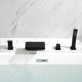 Waterfall Roman Tub Faucet with Sprayer Solid Brass Single Handle 4-Piece Deck Mounted Tub Filler