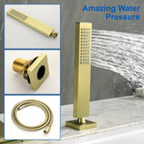 Waterfall Roman Tub Faucet with Sprayer Deck Mount