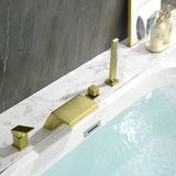 Waterfall Roman Tub Faucet with Sprayer Deck Mount