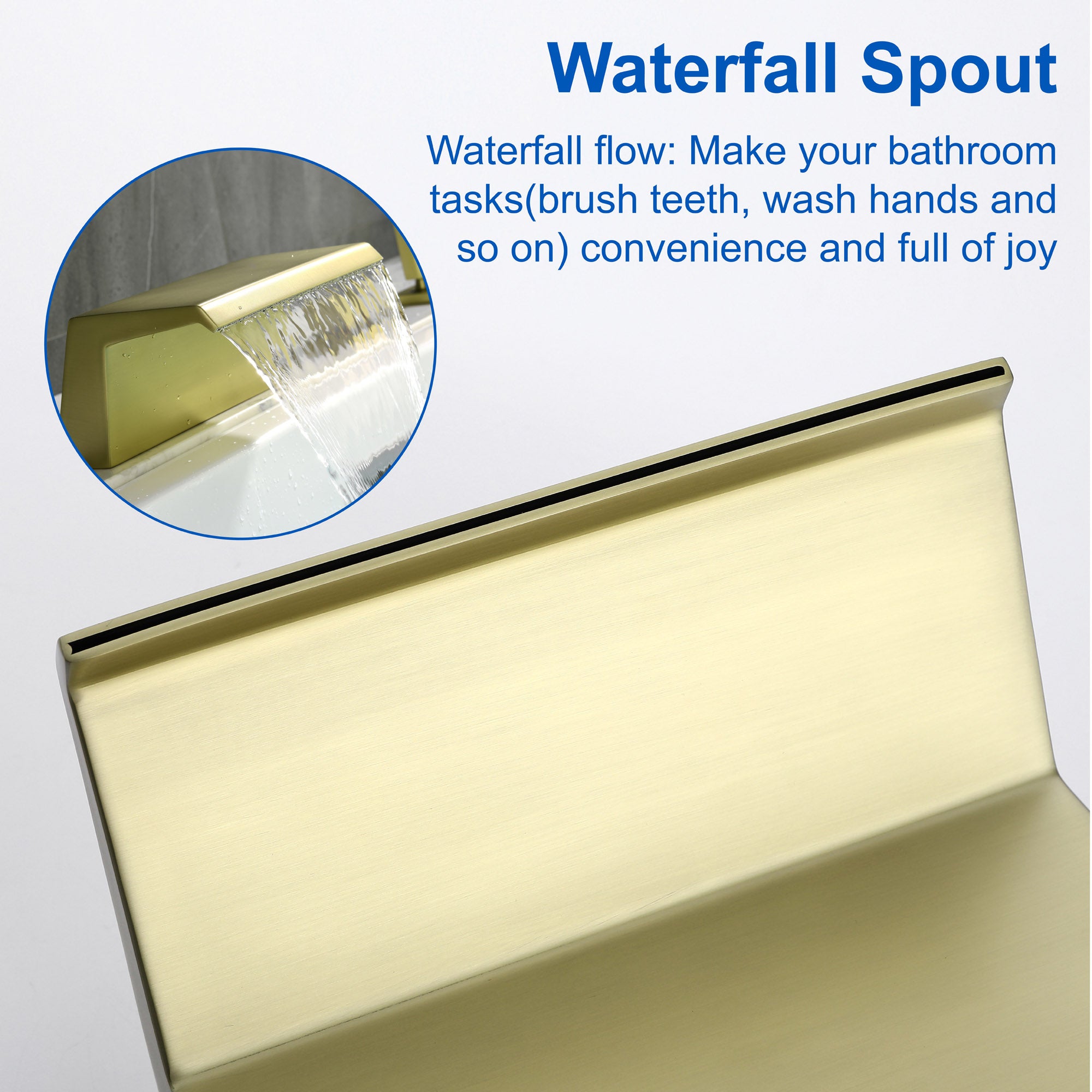 Waterfall Roman Tub Faucet with Sprayer Solid Brass Single Handle 4-Piece Deck Mounted Tub Filler