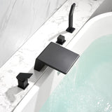 Deck Mount Roman Tub Faucet with Sprayer Waterfall Tub Filler with Hand Shower, Single Handle Bathtub Faucet Set with Handheld Shower Head, Valve and Trim Included