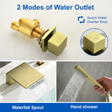 Deck Mount Roman Tub Faucet with Sprayer Waterfall Tub Filler with Hand Shower, Single Handle Bathtub Faucet Set with Handheld Shower Head, Valve and Trim Included