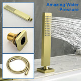 Deck Mount Roman Tub Faucet with Sprayer Waterfall Tub Filler with Hand Shower, Single Handle Bathtub Faucet Set with Handheld Shower Head, Valve and Trim Included