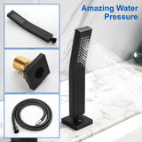 Waterfall Roman Tub Faucet with Sprayer Deck Mount Tub Filler with Hand Shower
