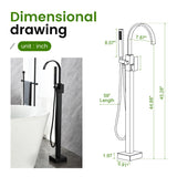 Single Handle Floor Mounted Free Standing Bathtub Faucet Tub Filler Faucet with Handshower