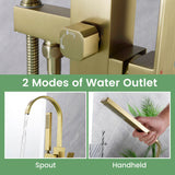 Single Handle Floor Mounted Free Standing Bathtub Faucet Tub Filler Faucet with Handshower