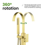 Single Handle Floor Mounted Free Standing Bathtub Faucet Tub Filler Faucet with Handshower