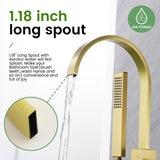 Single Handle Floor Mounted Free Standing Bathtub Faucet Tub Filler Faucet with Handshower