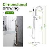 Single Handle Floor Mounted Free Standing Bathtub Faucet Tub Filler Faucet with Handshower
