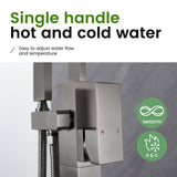Single Handle Floor Mounted Free Standing Bathtub Faucet Tub Filler Faucet with Handshower