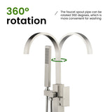Single Handle Floor Mounted Free Standing Bathtub Faucet Tub Filler Faucet with Handshower