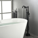 Freestanding Floor Mount Tub Filler with Handheld Shower Roman Bathtub Faucet by Finish, Swivel Spout with Brass Rough-in and Water Hose