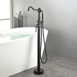 Freestanding Floor Mount Tub Filler with Handheld Shower Roman Bathtub Faucet by Finish, Swivel Spout with Brass Rough-in and Water Hose