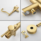 Freestanding Floor Mount Tub Filler with Handheld Shower Roman Bathtub Faucet by Finish, Swivel Spout with Brass Rough-in and Water Hose