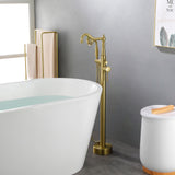 Freestanding Floor Mount Tub Filler with Handheld Shower Roman Bathtub Faucet by Finish, Swivel Spout with Brass Rough-in and Water Hose