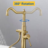 Freestanding Floor Mount Tub Filler with Handheld Shower Roman Bathtub Faucet by Finish, Swivel Spout with Brass Rough-in and Water Hose