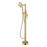 Freestanding Floor Mount Tub Filler with Handheld Shower Roman Bathtub Faucet by Finish, Swivel Spout with Brass Rough-in and Water Hose