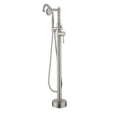 Freestanding Floor Mount Tub Filler with Handheld Shower Roman Bathtub Faucet by Finish, Swivel Spout with Brass Rough-in and Water Hose