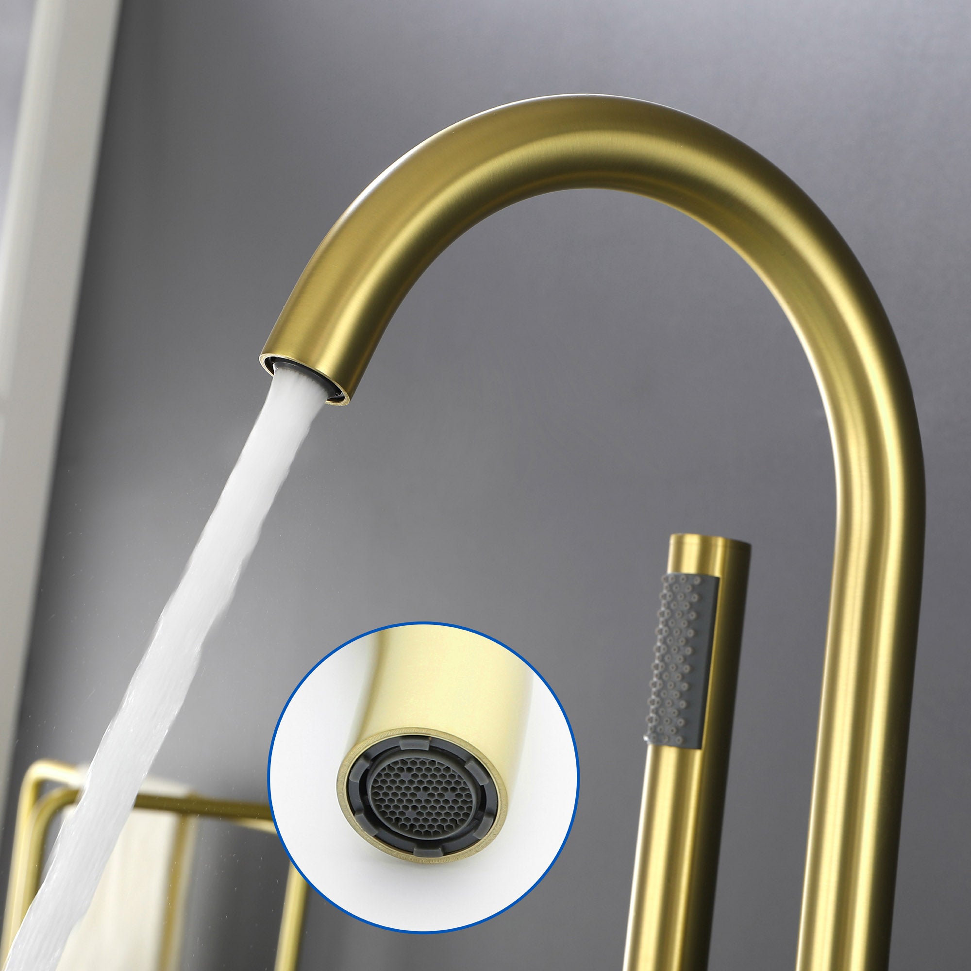 Freestanding Bathtub Faucet Bath Tub Filler Faucet with Hand Shower Floor Mount
