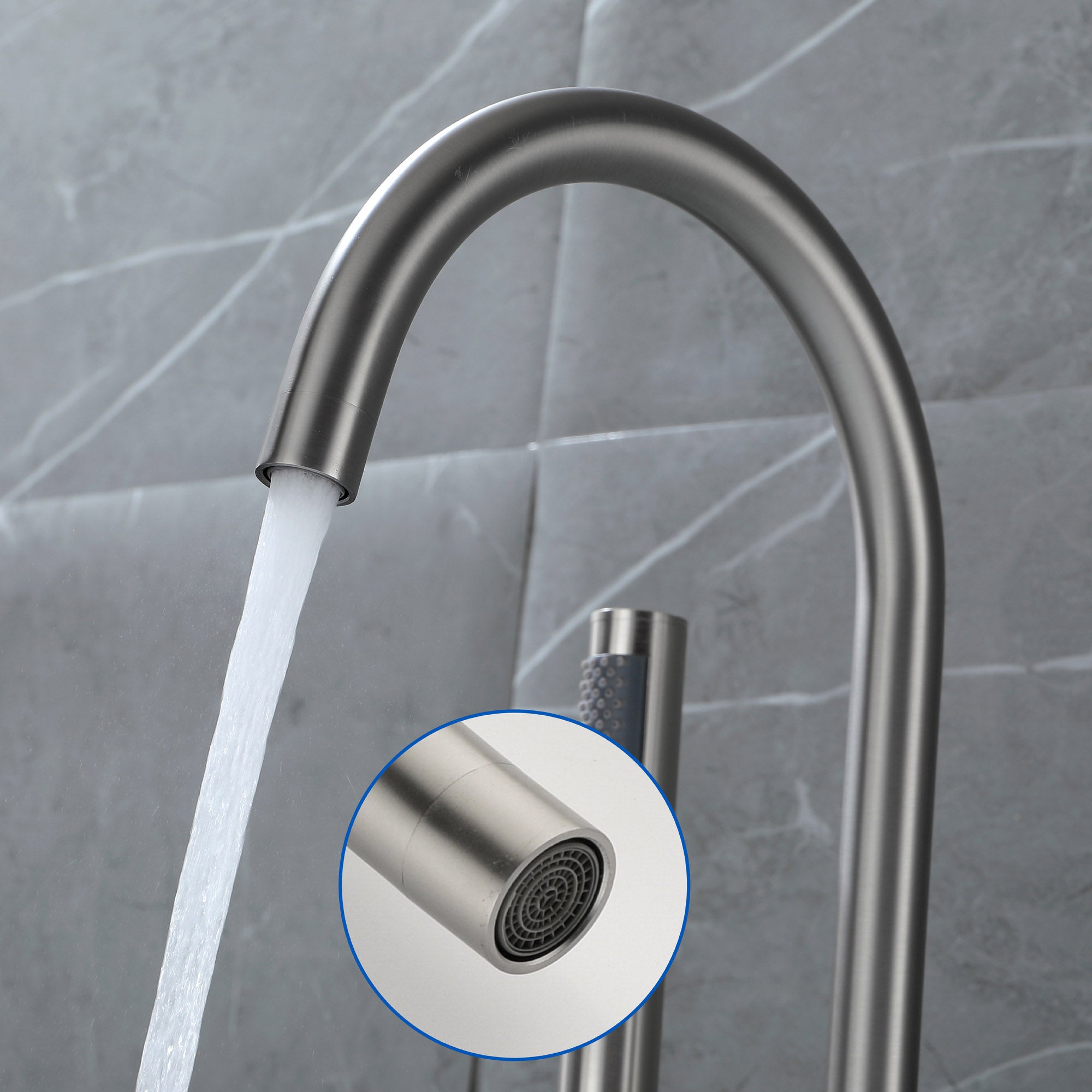 Freestanding Bathtub Faucet Bath Tub Filler Faucet with Hand Shower Floor Mount