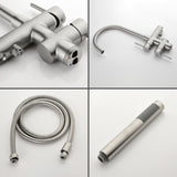 Freestanding Bathtub Faucet Bath Tub Filler Faucet with Hand Shower Floor Mount