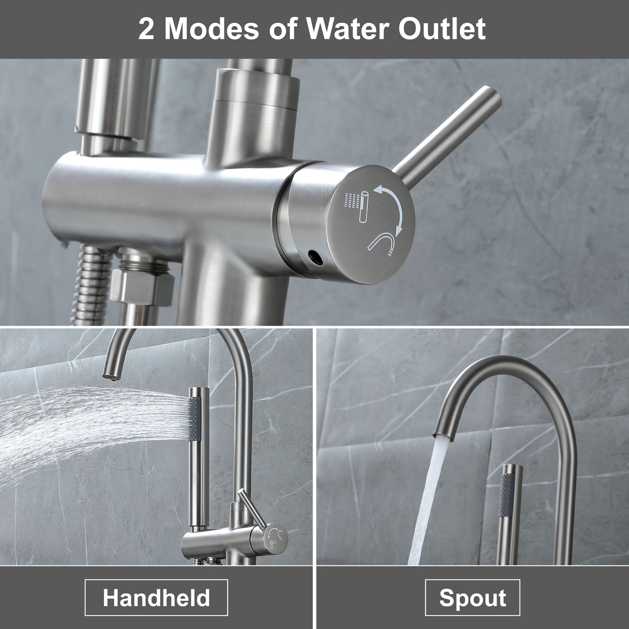 Freestanding Bathtub Faucet Bath Tub Filler Faucet with Hand Shower Floor Mount