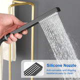 Luxury Freestanding Bathtub Faucet Single Handle Waterfall Tub Filler with Handheld Shower