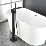 Luxury Freestanding Bathtub Faucet Single Handle Waterfall Tub Filler with Handheld Shower