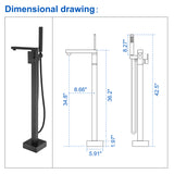 Luxury Freestanding Bathtub Faucet Single Handle Waterfall Tub Filler with Handheld Shower