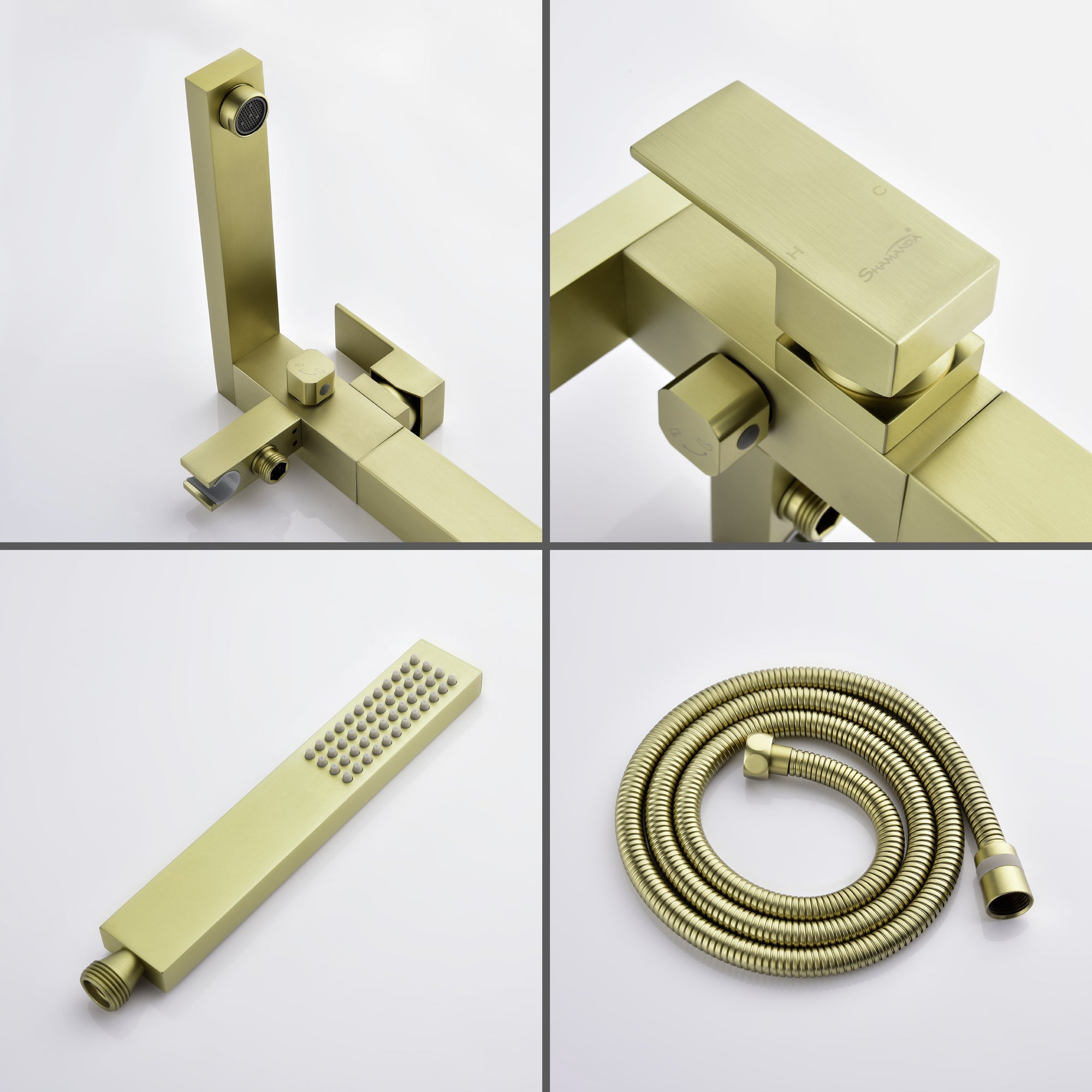Luxury Freestanding Bathtub Faucet Single Handle Waterfall Tub Filler with Handheld Shower