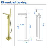 Luxury Freestanding Bathtub Faucet Single Handle Waterfall Tub Filler with Handheld Shower