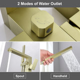 Luxury Freestanding Bathtub Faucet Single Handle Waterfall Tub Filler with Handheld Shower