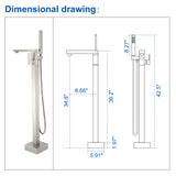 Luxury Freestanding Bathtub Faucet Single Handle Waterfall Tub Filler with Handheld Shower