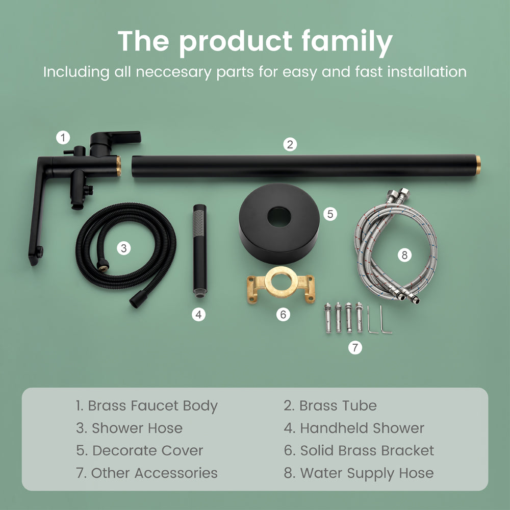 Freestanding Bathtub Faucet Tub Filler Black Floor Mount Brass Single Handle Bathroom Faucets with Hand Shower