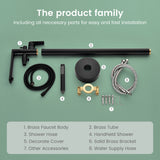 Freestanding Bathtub Faucet Tub Filler Black Floor Mount Brass Single Handle Bathroom Faucets with Hand Shower