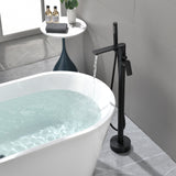 Freestanding Bathtub Faucet Tub Filler Black Floor Mount Brass Single Handle Bathroom Faucets with Hand Shower