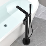 Freestanding Bathtub Faucet Tub Filler Black Floor Mount Brass Single Handle Bathroom Faucets with Hand Shower