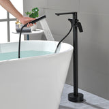Freestanding Bathtub Faucet Tub Filler Black Floor Mount Brass Single Handle Bathroom Faucets with Hand Shower