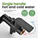 Freestanding Bathtub Faucet Tub Filler Black Floor Mount Brass Single Handle Bathroom Faucets with Hand Shower