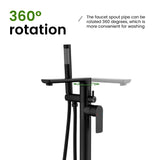 Freestanding Bathtub Faucet Tub Filler Black Floor Mount Brass Single Handle Bathroom Faucets with Hand Shower