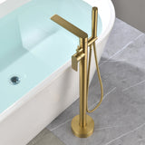 Freestanding Bathtub Faucet Tub Filler Black Floor Mount Brass Single Handle Bathroom Faucets with Hand Shower