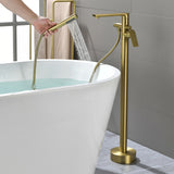 Freestanding Bathtub Faucet Tub Filler Black Floor Mount Brass Single Handle Bathroom Faucets with Hand Shower