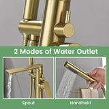 Freestanding Bathtub Faucet Tub Filler Black Floor Mount Brass Single Handle Bathroom Faucets with Hand Shower