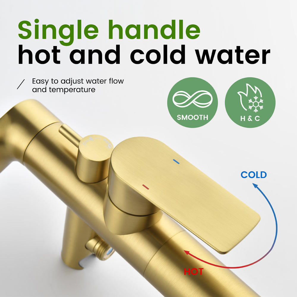 Freestanding Bathtub Faucet Tub Filler Black Floor Mount Brass Single Handle Bathroom Faucets with Hand Shower
